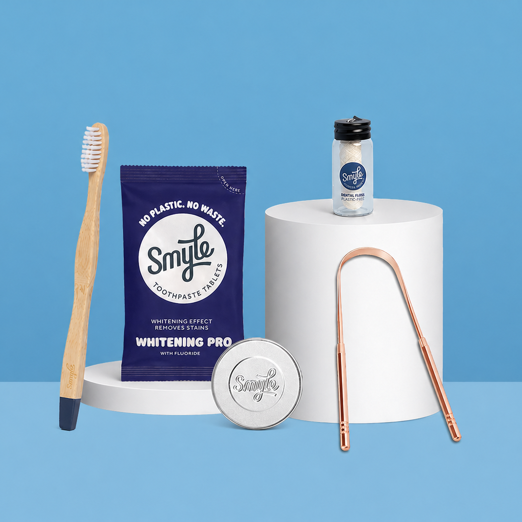 The Essential Travel Pack: Tabs + Floss + Tongue Cleaner + Bamboo Brush + Travel Tin